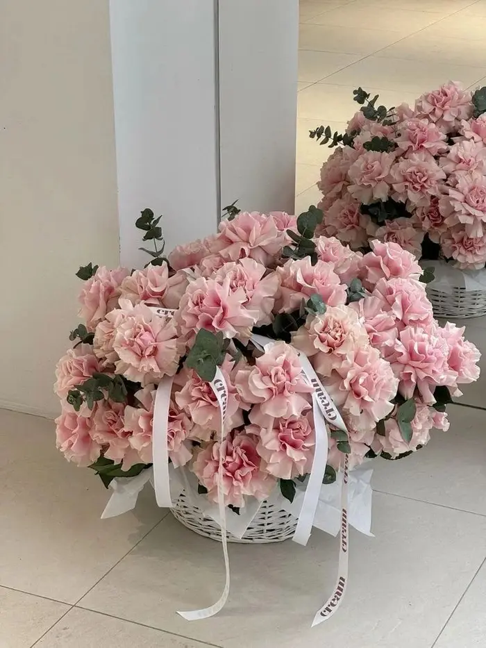 Pink Carnation Basket